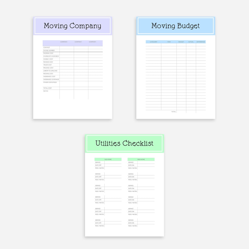 Moving Planner Printable, Moving Printable, Printable Moving Binder ...