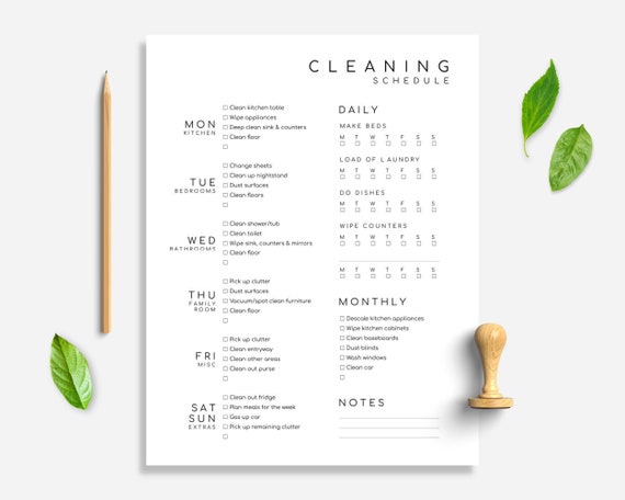 Schoonmaak Schema Sjabloon
