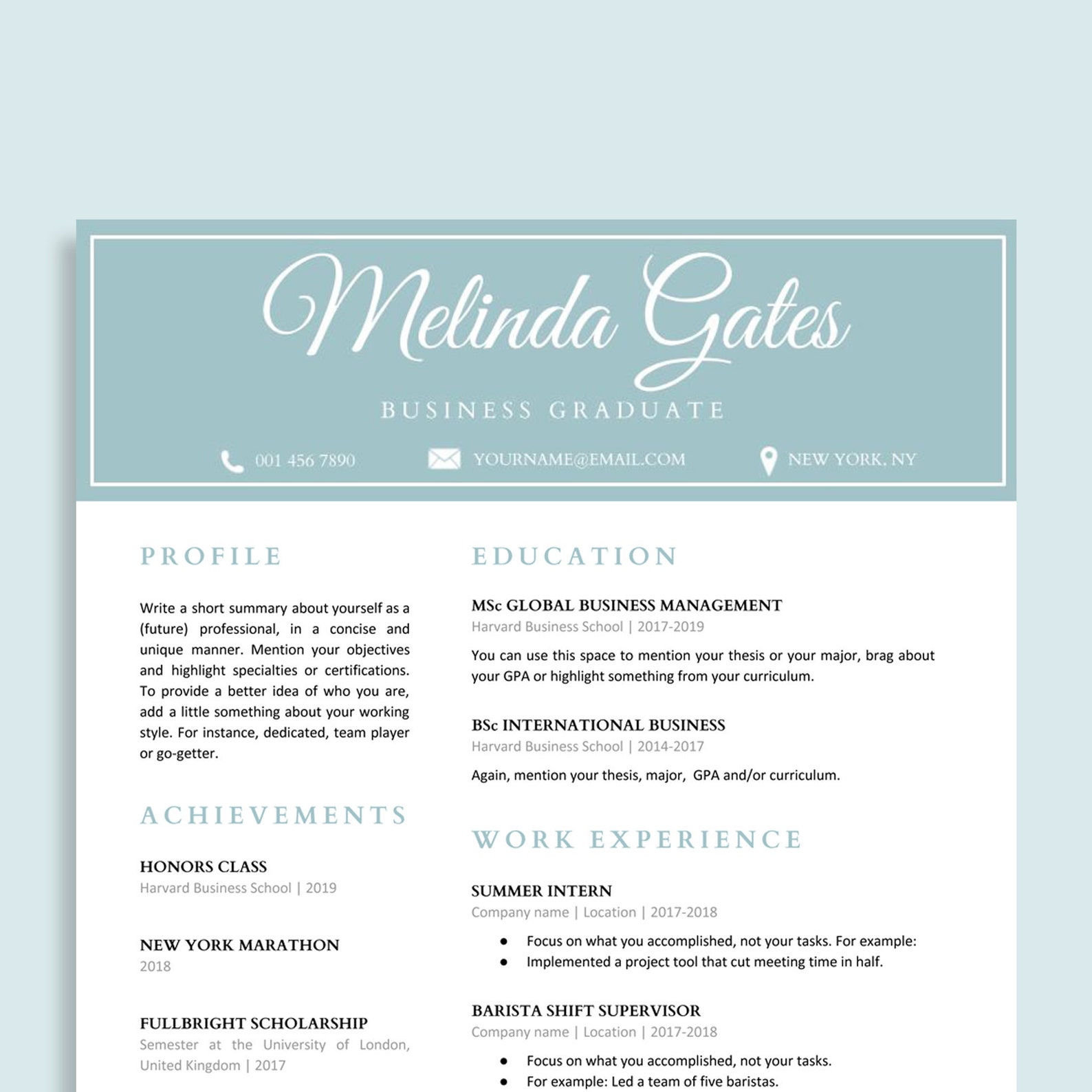 Student Resume Template Google Docs Resume for Students - Etsy