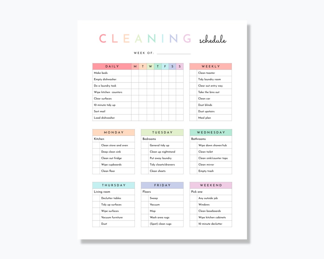 Editable Cleaning Schedule Canva + Google - Etsy