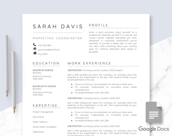 Plantilla de currículum para Google Docs
