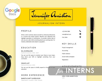 Intern Resume Template Google Docs, Resume For Internship, Resume Template Intern, College Student Resume, Graduate School, For Interns