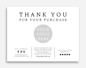 Thank You Card Template With Logo | Small Business Template