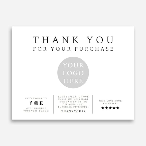 Thank You Card Template With Logo | Small Business Template