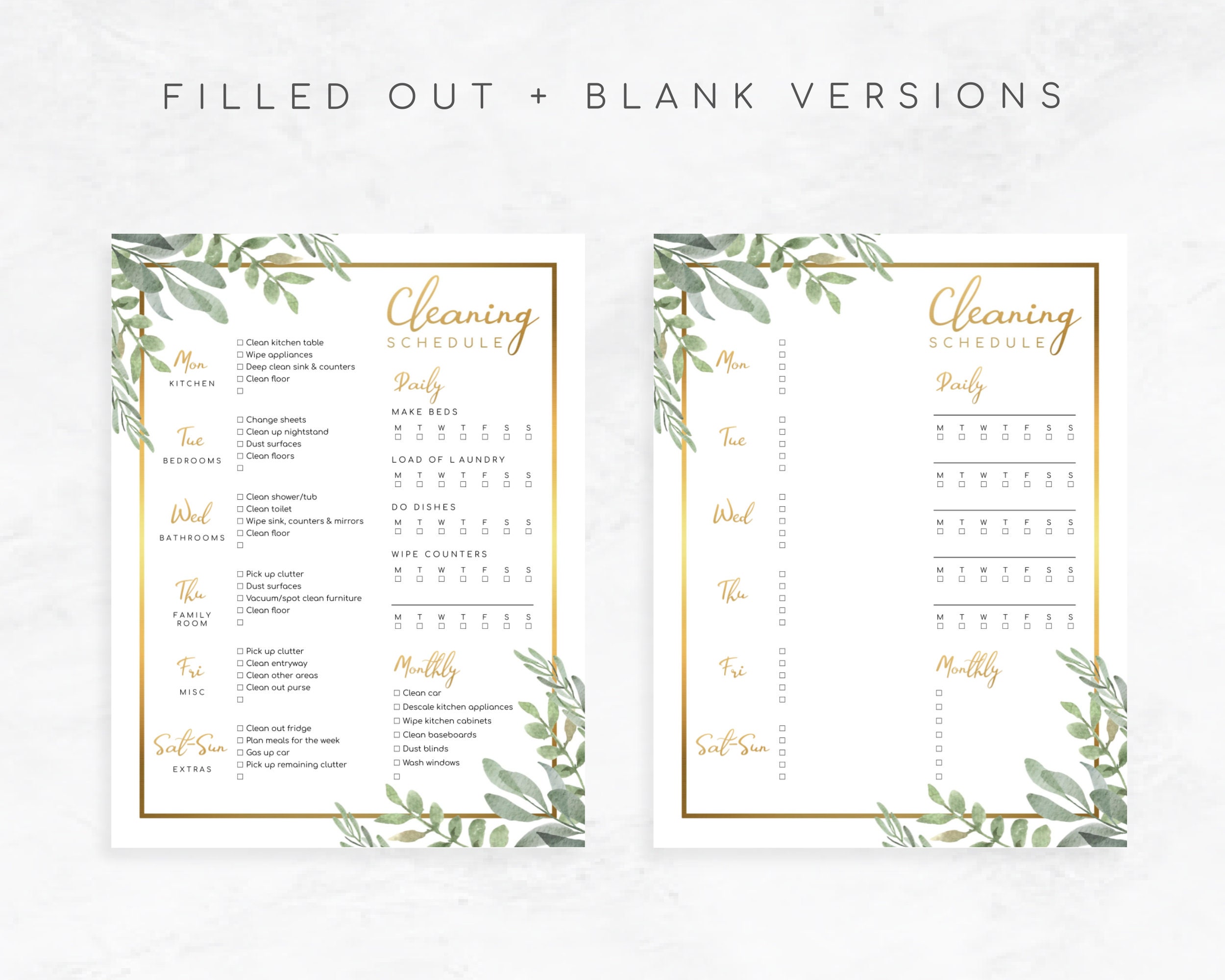 Editable Cleaning Schedule - Etsy