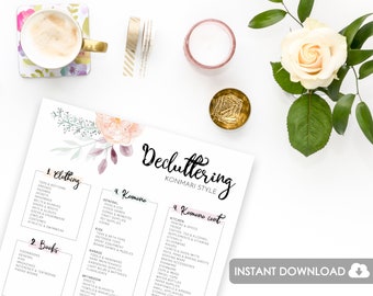 KonMari Decluttering Printable | KonMari Printable | Marie Kondo Printable | Printable Decluttering Checklist | Culling Checklist Printable