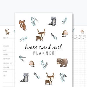 Homeschool Planner Printable | 90 Pages | Forest Animals