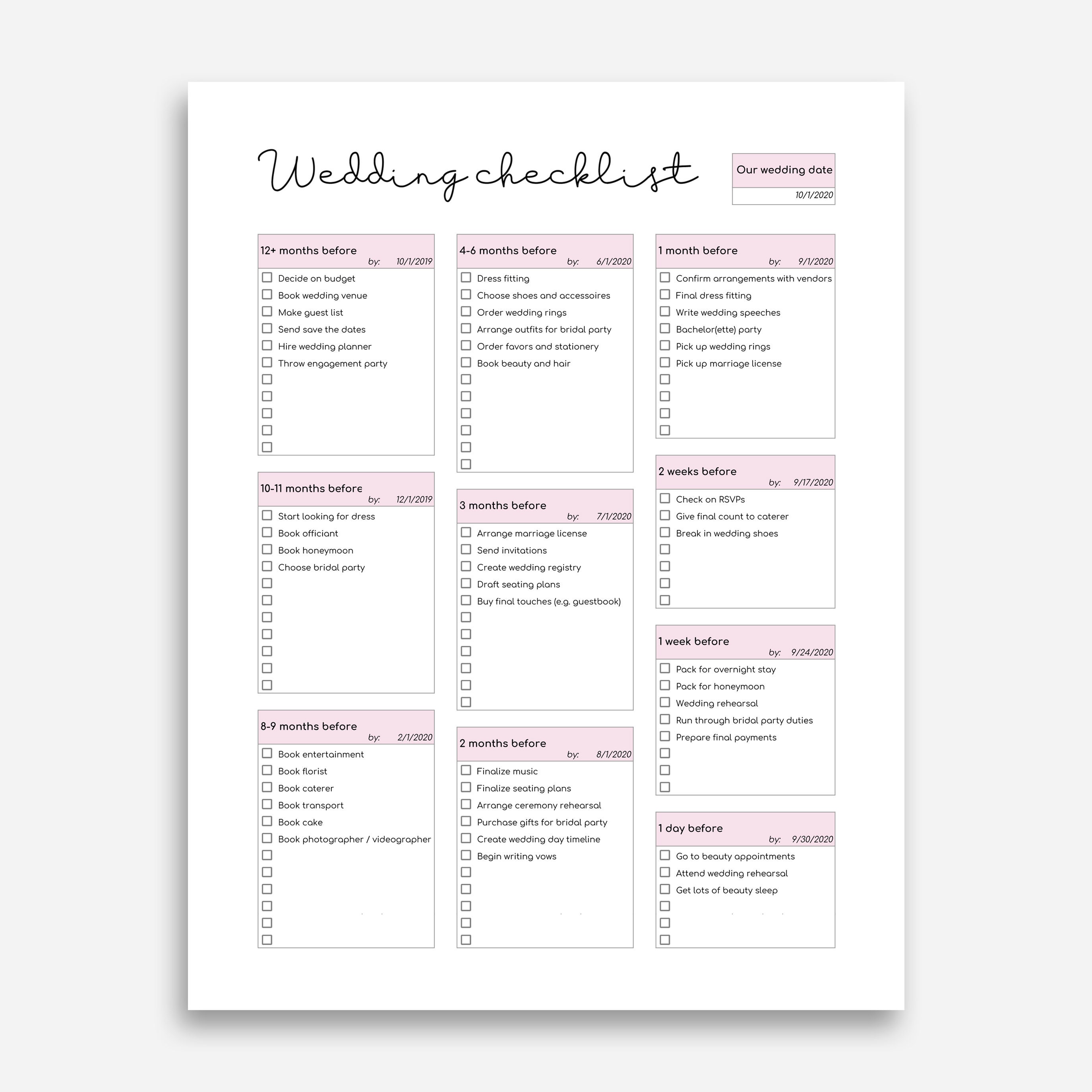 editable wedding checklist template online wedding checklist etsy