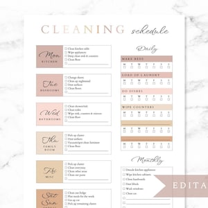 Editable Cleaning Schedule Template
