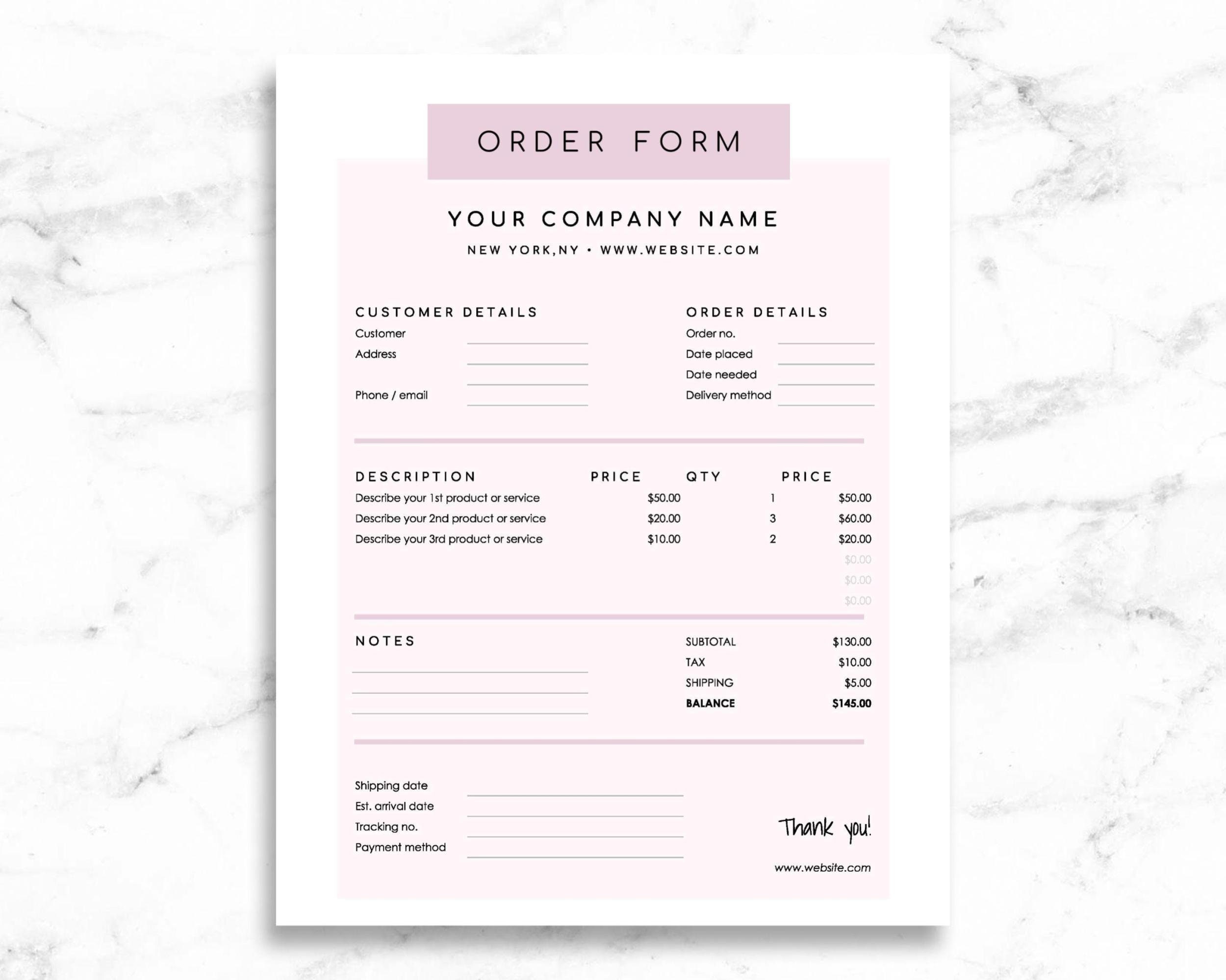 Order Form Template | Google Sheets - Etsy Canada