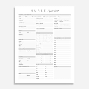 Nurse Report Sheet