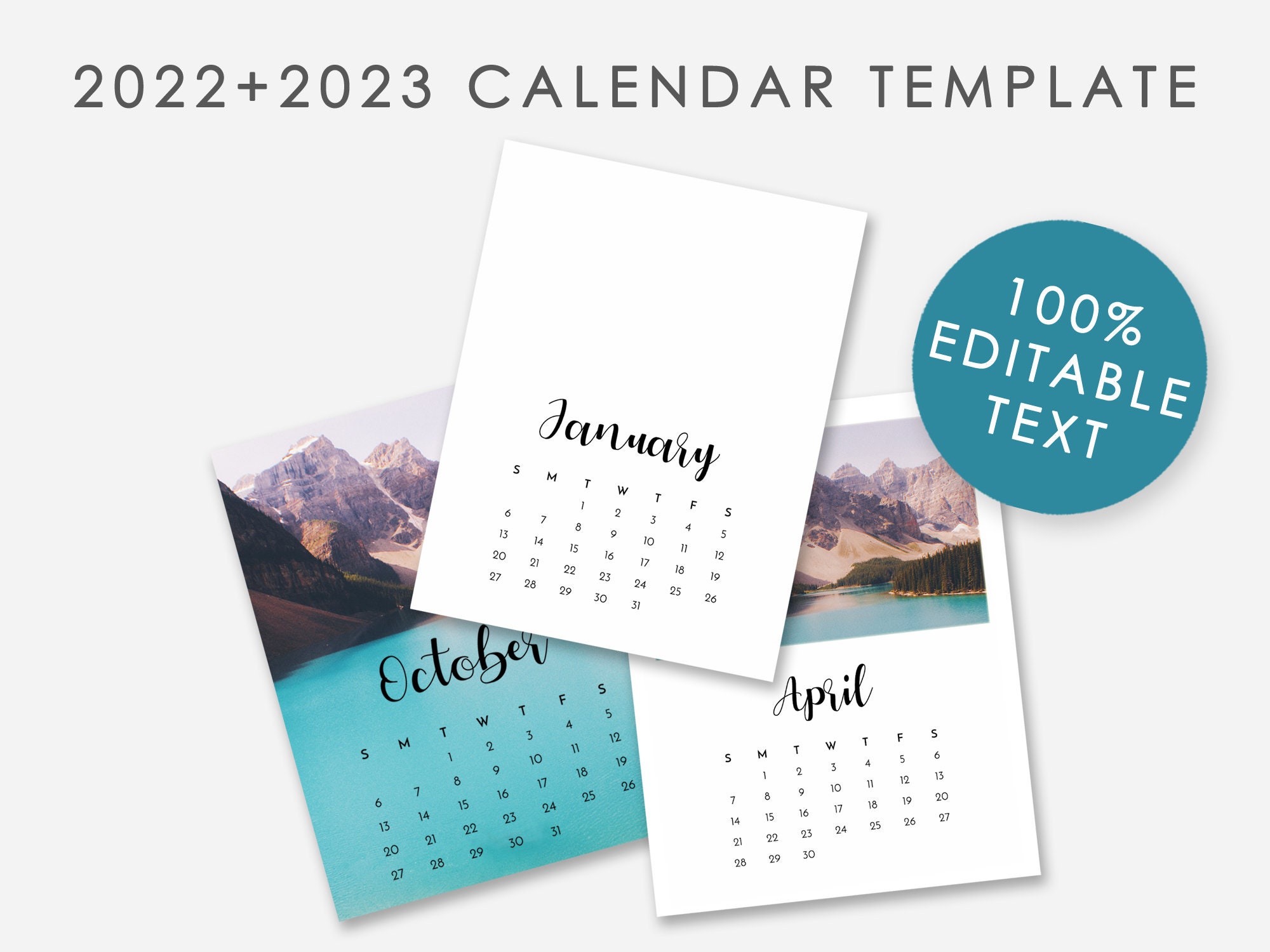 2023 Calendar Editable 2022 2023 Calendar Template Photoshop 100% Editable | Etsy Australia