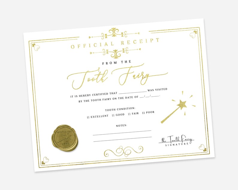 Tooth Fairy Receipt Printable image 1