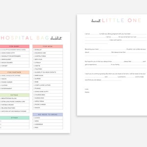 Puede incluir: Una lista de verificaci&oacute;n imprimible para una bolsa de hospital, con secciones para el beb&eacute;, la madre, la pareja y extras. La lista de verificaci&oacute;n incluye art&iacute;culos como el atuendo para volver a casa, la tarjeta de seguro, los bocadillos, el cargador de tel&eacute;fono y la almohada de lactancia. La lista de verificaci&oacute;n tambi&eacute;n incluye una secci&oacute;n para las cosas que no se deben llevar, como pa&ntilde;ales, toallitas y ropa interior.