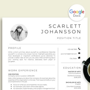 Plantilla Cv para Google Docs, Google Doc Cv Template Professional Blue, Google Cv y Carta de Motivación para Google Doc, Cv Google Docs, Gdoc