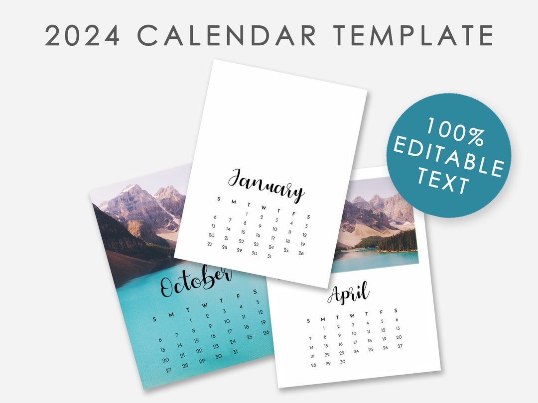 2024 Calendar Template Photoshop 100% Editable - Etsy UK