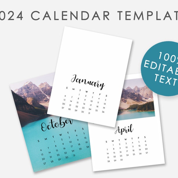 2024 Calendar Template Photoshop - 100% Editable