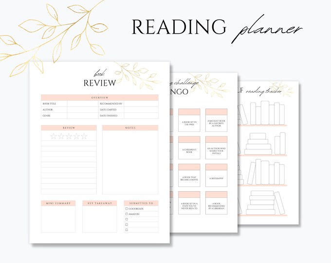 Printable Reading Planner and Journal Template - Reading Organizer ...