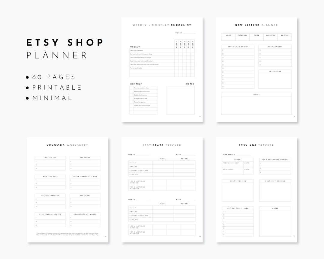 Etsy Shop Planner Printable Etsy