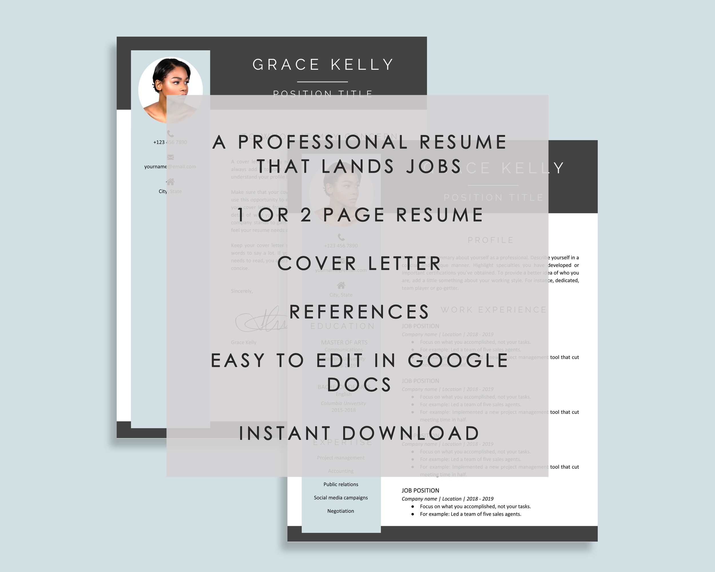 Resume Google Docs, Ats-friendly Resume Template for Google Docs, Cover ...