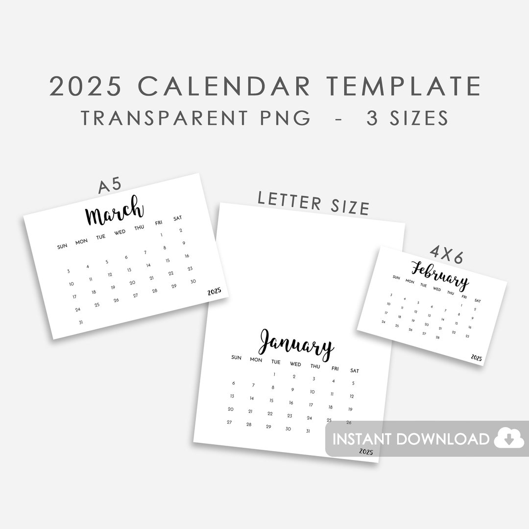 2025 Calendar Template | A5 + 4x6 + Letter Size - Etsy