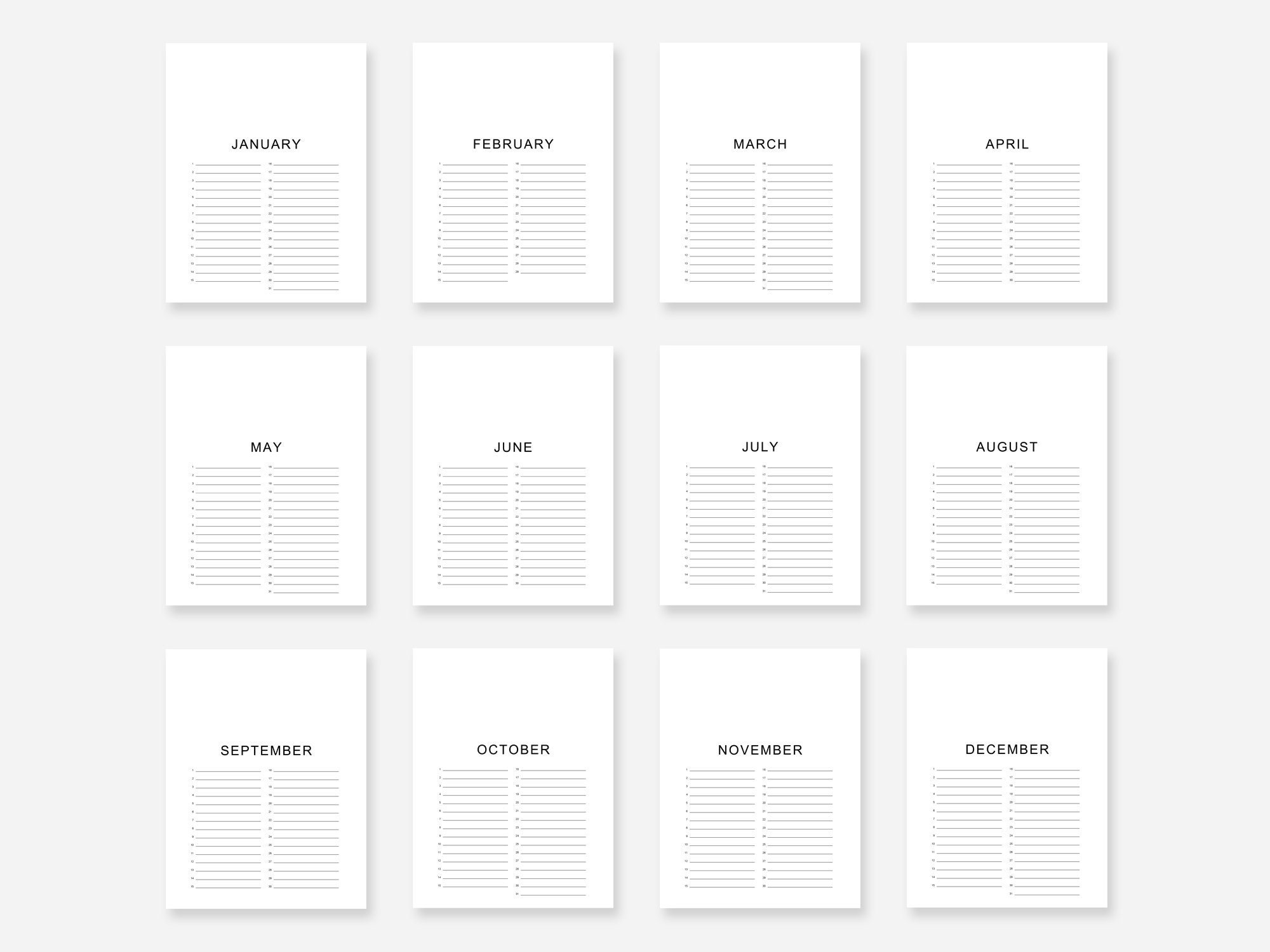 Editable Birthday Calendar Template Editable Perpetual Etsy