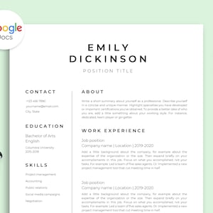 Professional Resume Template for Google Docs, Black and White Google Docs Resume Template, Resume and Cover Letter Template, Minimal Resume