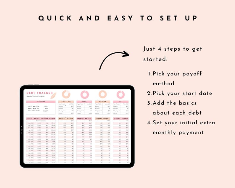 Debt Tracker Google Sheets, Debt Snowball Spreadsheet, Debt Payoff ...