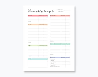 Bi-weekly Budget Printable