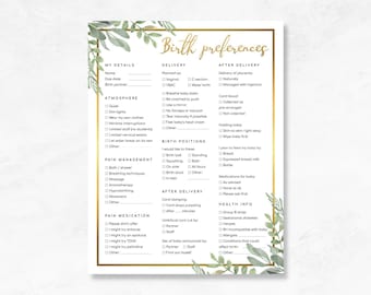 Birthing Plan Template