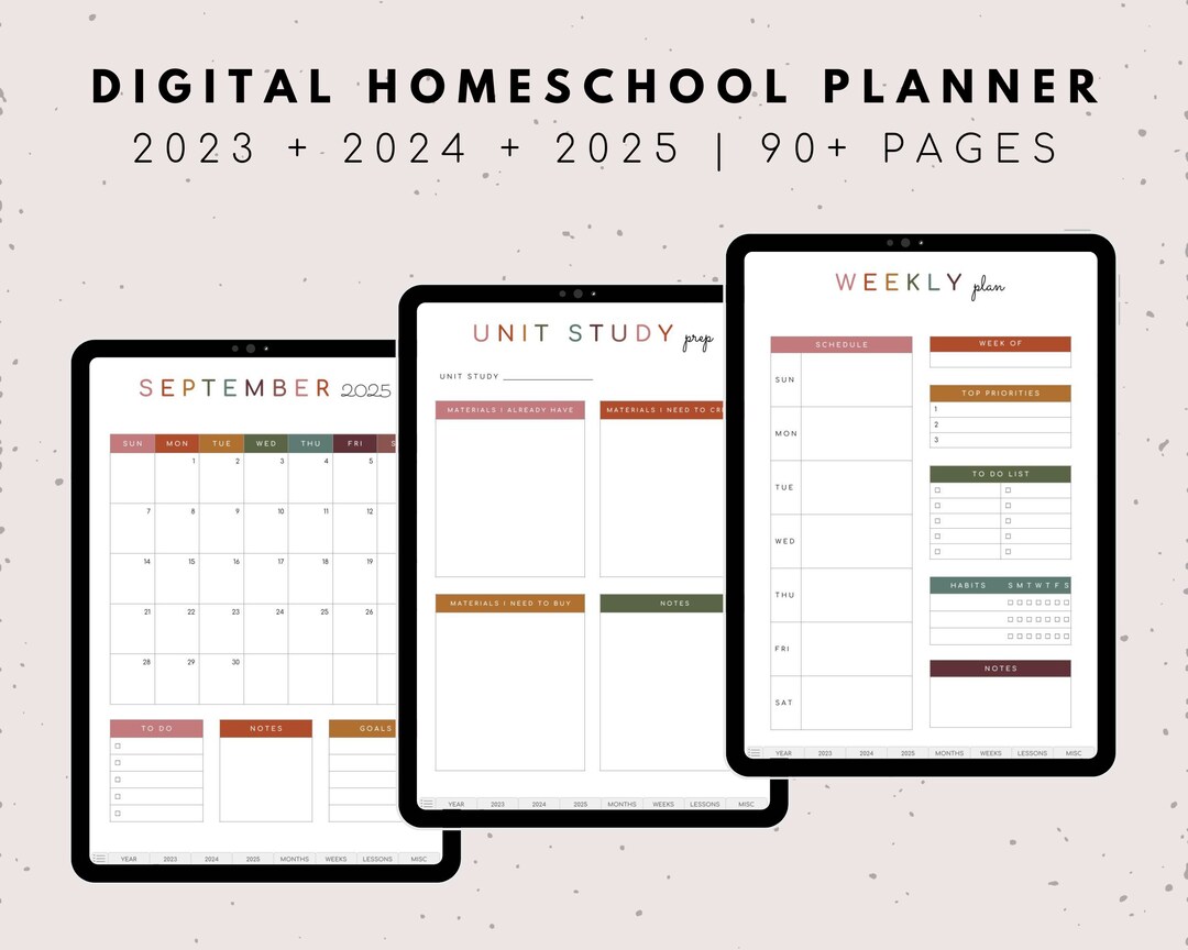 Digital homeschool planner etsy