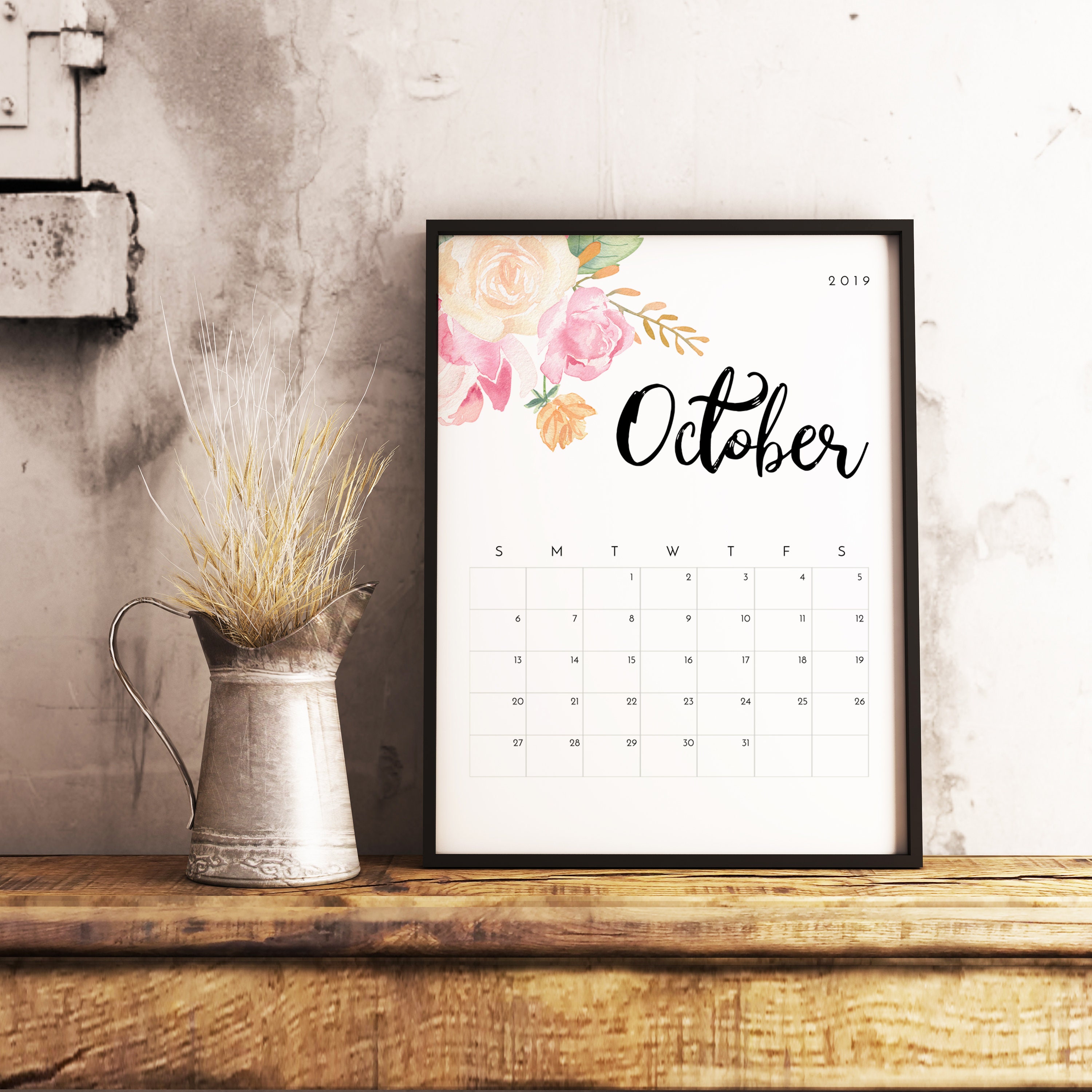 2019-desk-calendar-printable-wall-calendar-2019-calendar-etsy