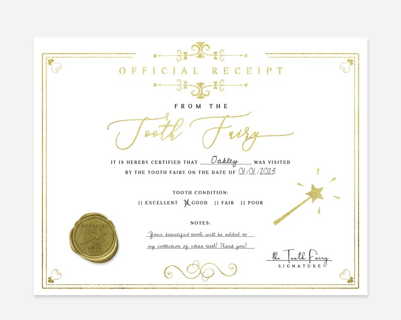 Tooth Fairy Receipt Printable image 2