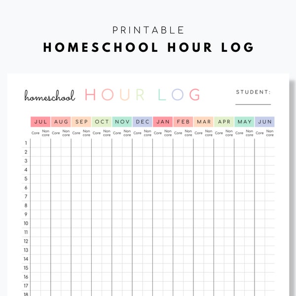 Homeschool Hour Log Printable