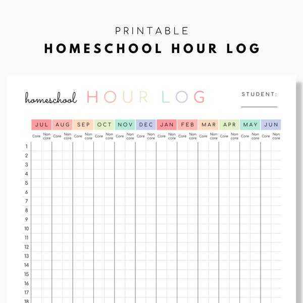 Printable Homeschool Hours Log Book Etsy Australia