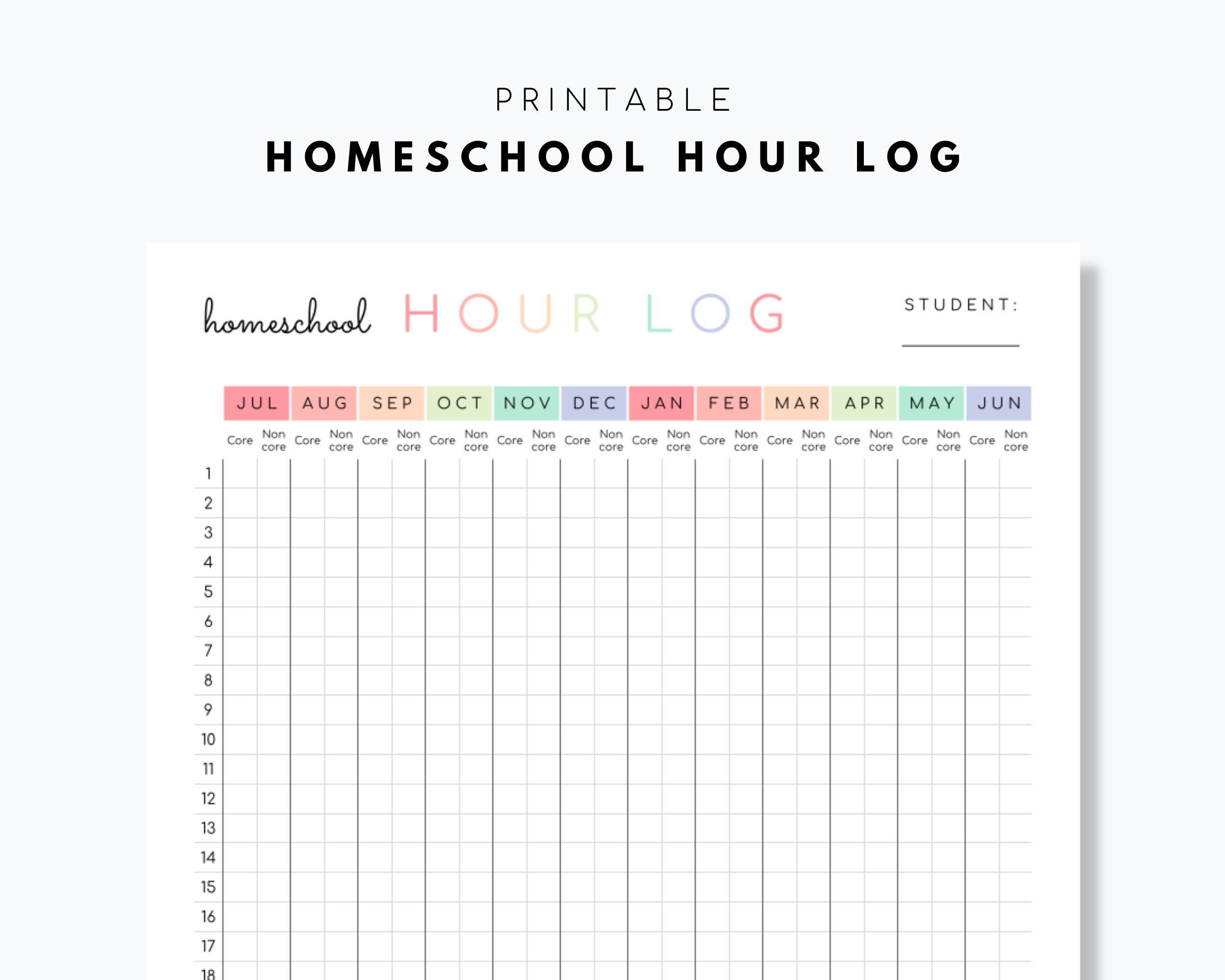 Homeschool Hour Log Printable Etsy Canada