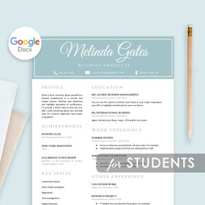 Student Resume Template Google Docs, Resume For Students, Resume Template First Job, College Student Resume, Graduate School, For Freshers