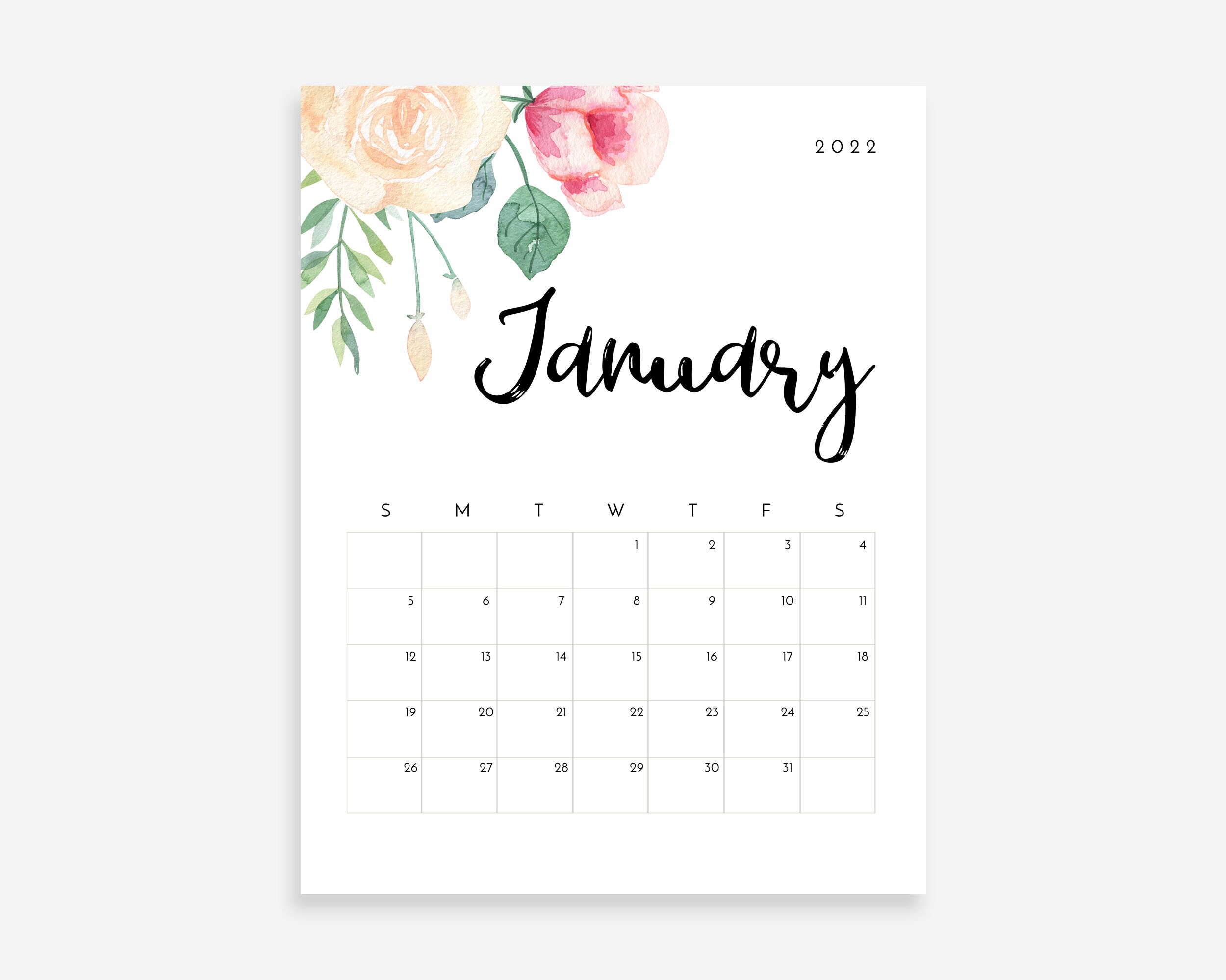 2022 calendar printable etsy