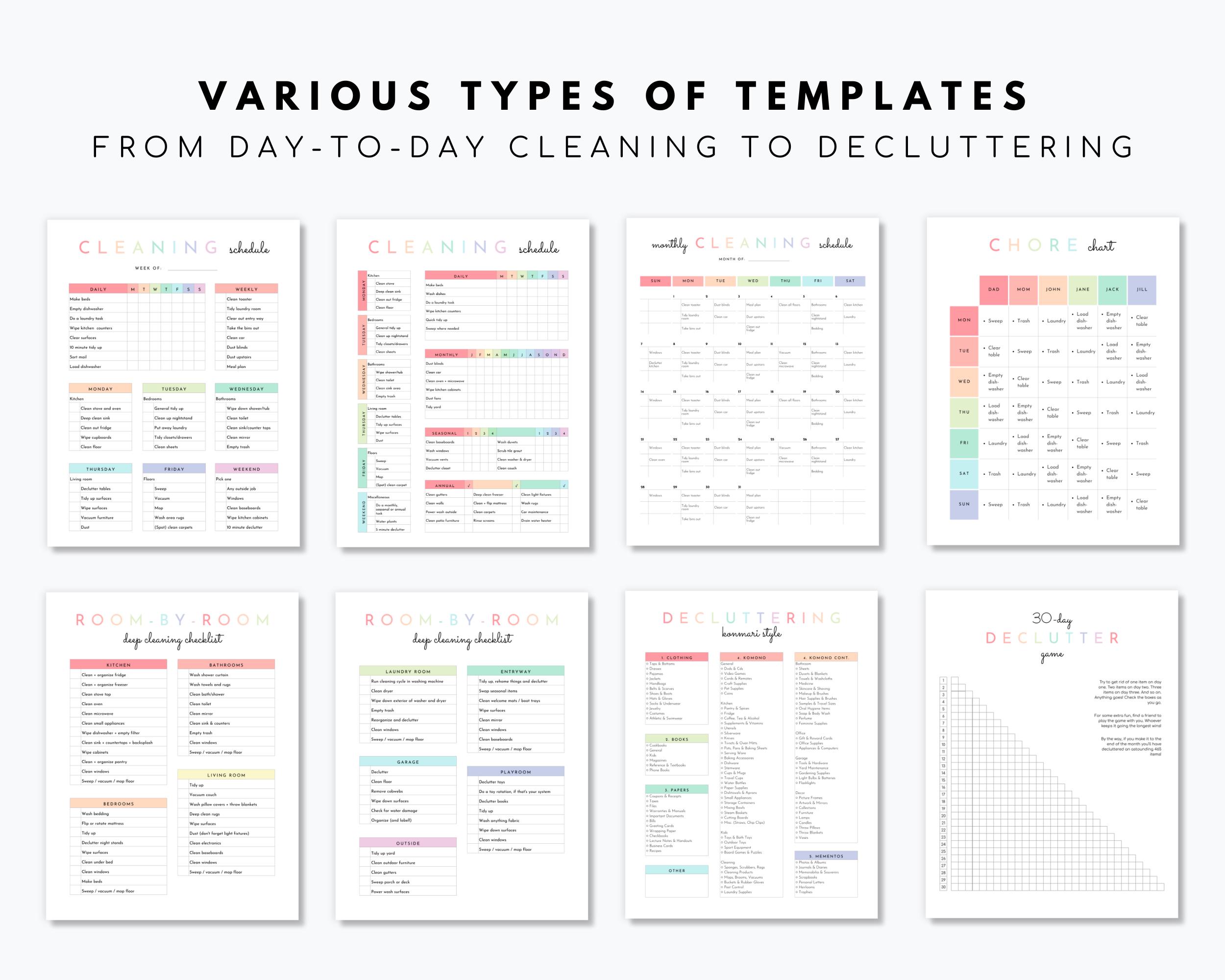 Cleaning Schedule Bundle Editable in Canva - Etsy