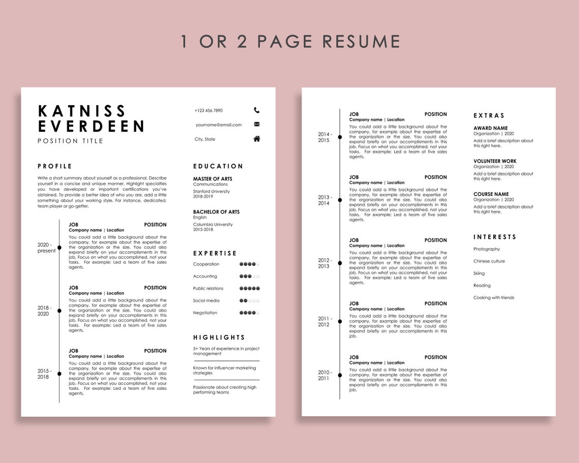 Google Slides Resume Template for Professionals Minimal | Etsy