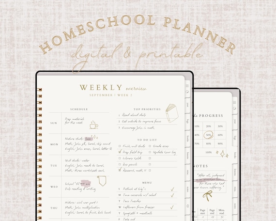 Thuisonderwijs Planner voor Digitale Planner en Afdrukbaar