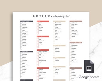 Editable Grocery List Template | Printable Grocery Checklist