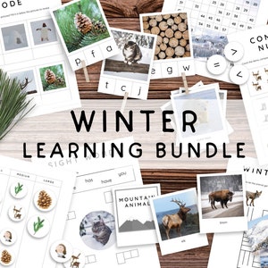 May include: A collection of printable educational worksheets for children featuring winter themes. The worksheets include activities such as comparing numbers, sight words, and a winter maze. The worksheets are designed to help children learn about winter and develop their skills in maths, reading, and problem-solving.