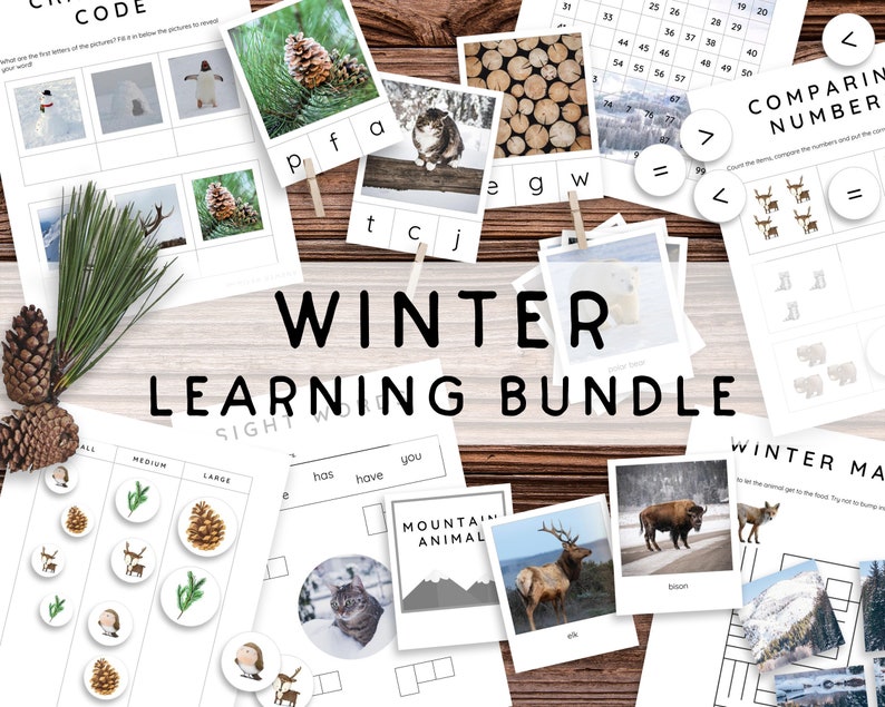 Printable Montessori Winter Worksheets Kindergarten Winter Bundle 2.0 image 1