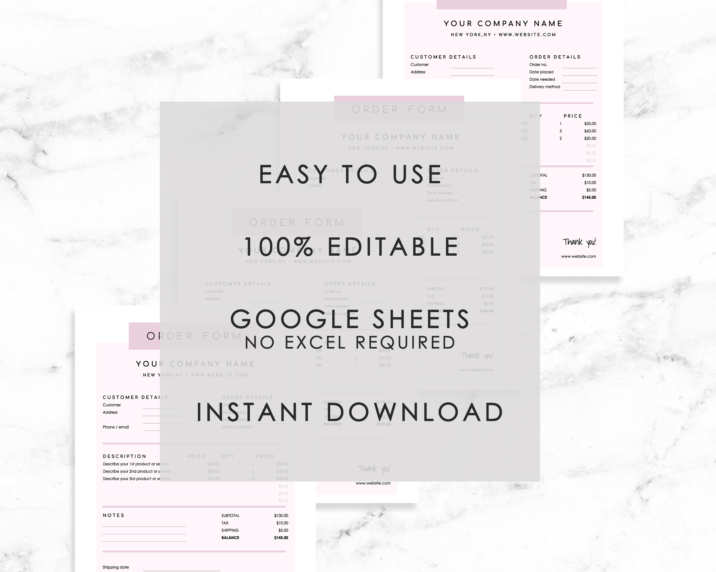 Order Form Template | Google Sheets - Etsy Canada