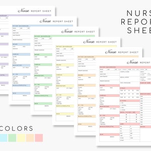 Nursing Report Sheet | 6 Color Options
