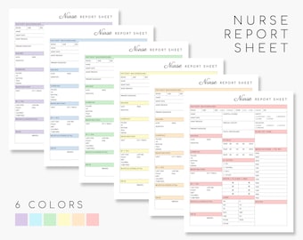 Nursing Report Sheet | 6 Color Options