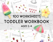 Toddler Workbook | 100 Worksheets | Ages 2-4