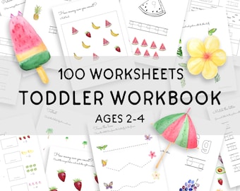 Toddler Workbook | 100 Worksheets | Ages 2-4