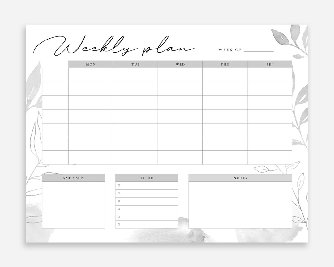 Black and White Weekly Planner Printable - Etsy
